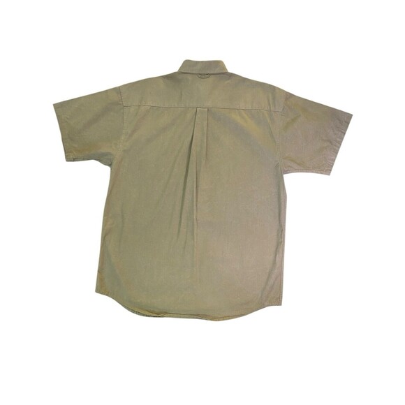 HAGGAR CASUALS Mens Medium Button Down Shirt Short Sleeve Khaki Front Pocket - Picture 5 of 9